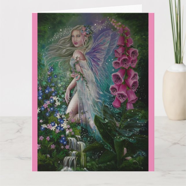 Woodland foxglove fairy greeting card (Front)