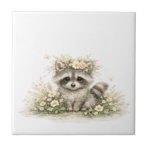Woodland Friend Raccoon Ceramic Tile
