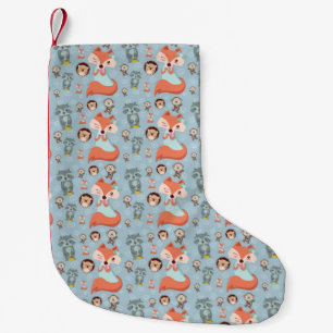 Woodland Friends Animal Pattern Small Christmas Stocking