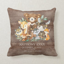 Woodland Friends Baby Birth Stats Pillow