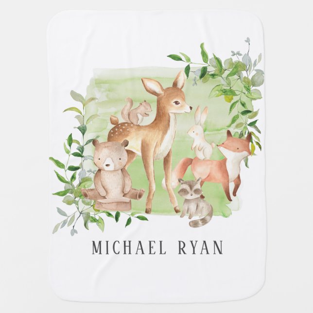 Woodland Friends | Baby Boy Blanket (Front)