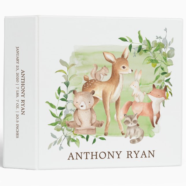 Woodland Friends Baby Photo Album 3 Ring Binder (Front/Spine)
