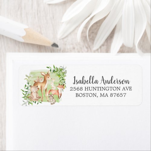 Woodland Friends Baby Shower Address Label