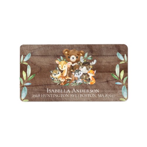 Woodland friends Baby Shower Address Label