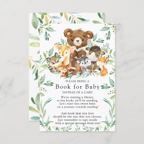 Woodland Friends Baby Shower Book for Baby Card