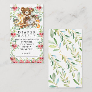 Woodland Friends Baby Shower Diaper Raffle Ticket Enclosure Card