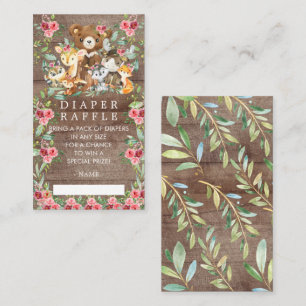 Woodland Friends Baby Shower Diaper Raffle Ticket Enclosure Card
