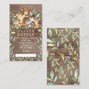 Woodland Friends Baby Shower Diaper Raffle Ticket Enclosure Card