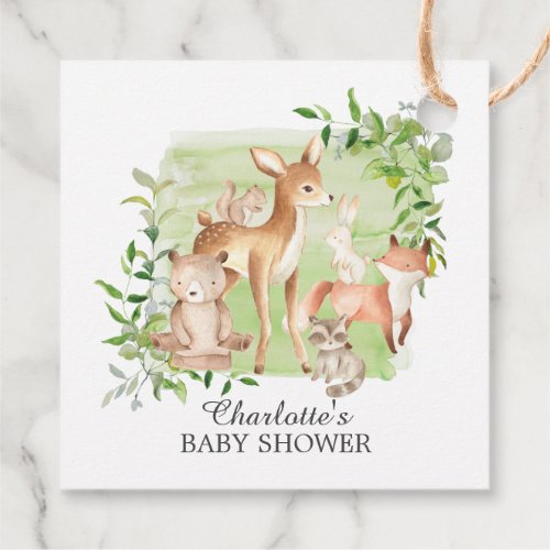 Woodland Friends Baby Shower Favor Gift Tag