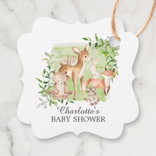 Woodland Friends Baby Shower Favor Gift Tag