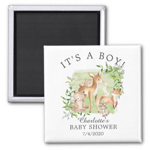 Woodland Friends Baby Shower Favor Magnet