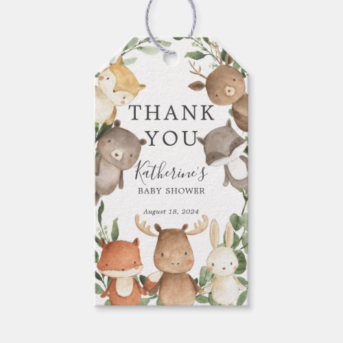 Woodland Friends Baby Shower Favor Tag