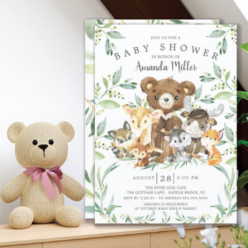 Woodland Friends Baby Shower Invitation by invitationstop at Zazzle