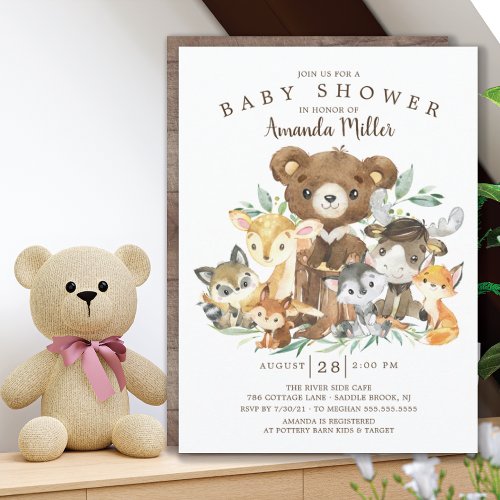 Woodland Friends Baby Shower Invitation