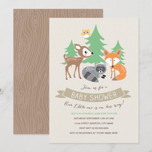 Woodland Friends Baby Shower Invite