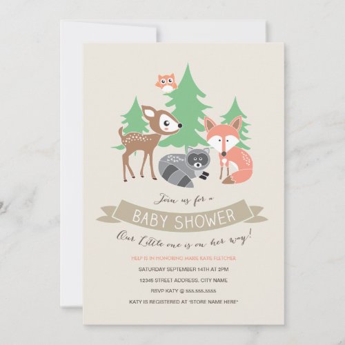 Woodland Friends Baby Shower Invite