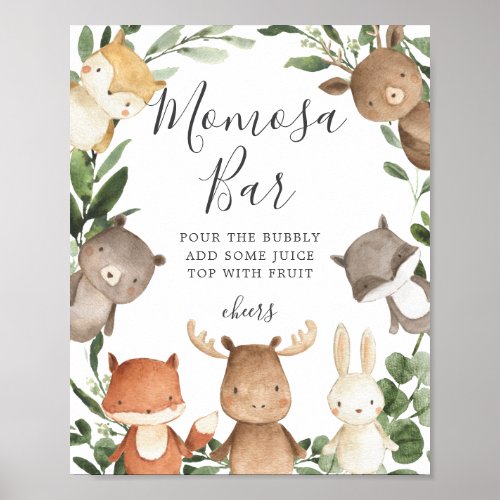 Woodland Friends Baby Shower Mimosa Bar Sign