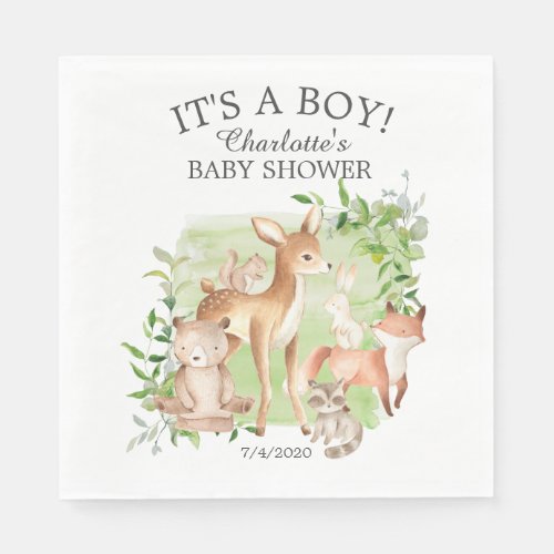 Woodland Friends Baby Shower Paper Napkins