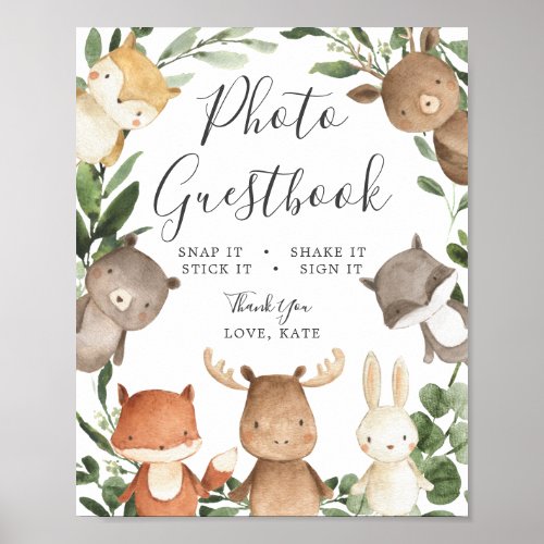 Woodland Friends Baby Shower Photo Guestbook Sign