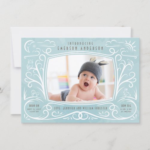 Woodland Friends Birth Announcement Boy