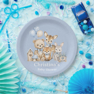 Woodland Friends Boy Baby Shower Paper Plates