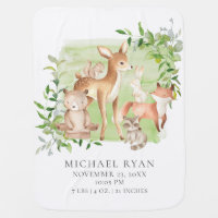 Woodland Friends| Boy Birth Stats Blanket