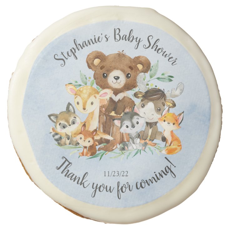 Woodland Friends Boys Baby Shower Sugar Cookie Zazzle