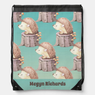 Woodland Friends Cute Baby Hedgehog  Drawstring Bag