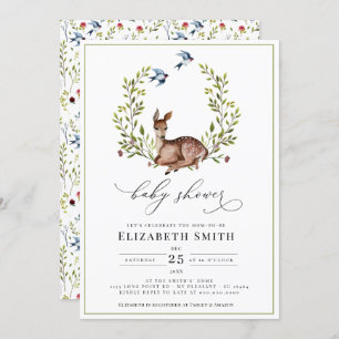 Woodland Friends Floral Gender Neutral Baby Shower Invitation