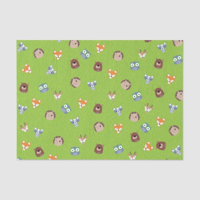 Woodland Friends - Fox Bear Raccoon Hedgehog Deer Tissue Paper (Front)