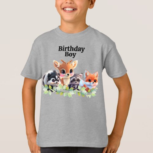 Woodland friends fox skunk raccoon deer birthday  T_Shirt