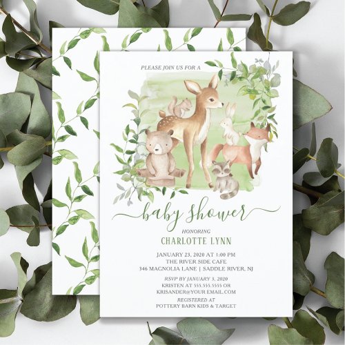 Woodland Friends Gender Neutral Baby Shower Invitation