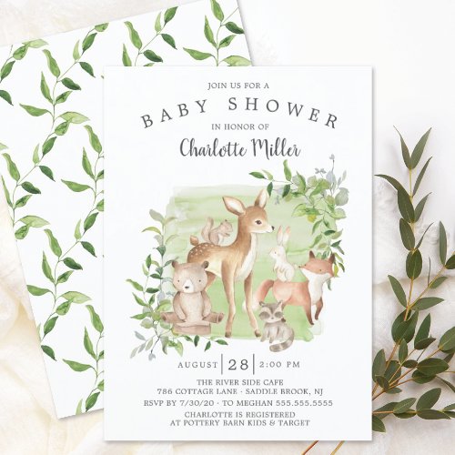 Woodland Friends Gender Neutral Baby Shower Invitation