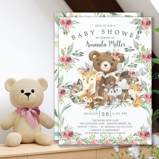 Woodland Friends Girls Baby Shower Invitation (Creator Uploaded)