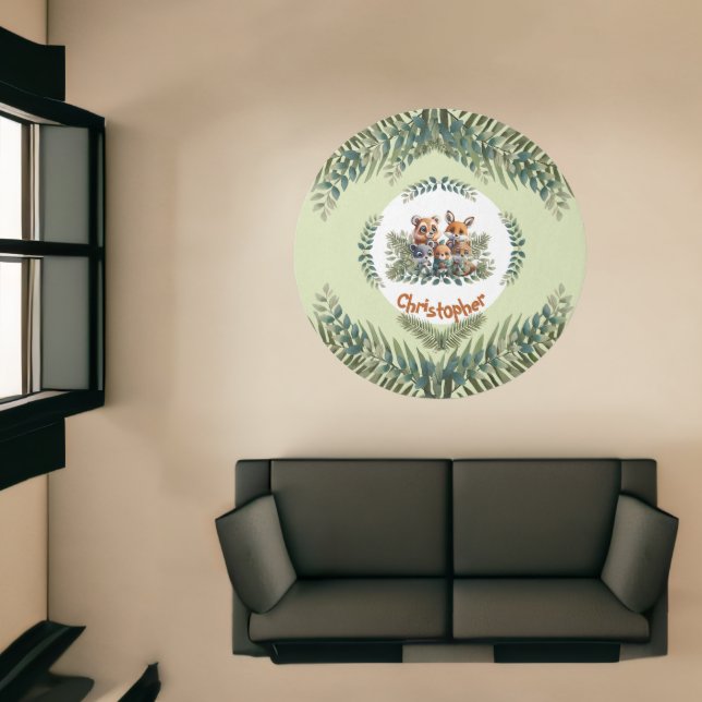 Woodland Friends Personalized Kids Round Rug (Insitu (Indoor 1))