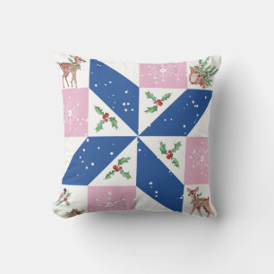 Woodland Friends Quilt Block Throw Pillow
