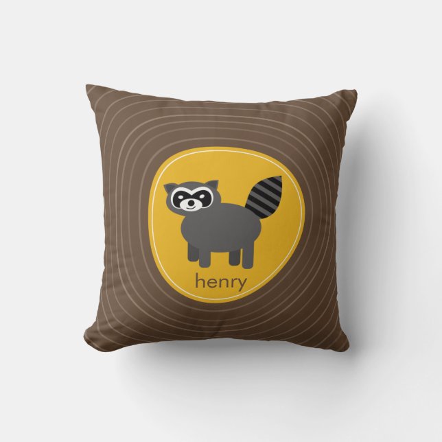 Woodland Friends Raccoon American MoJo Pillow (Front)