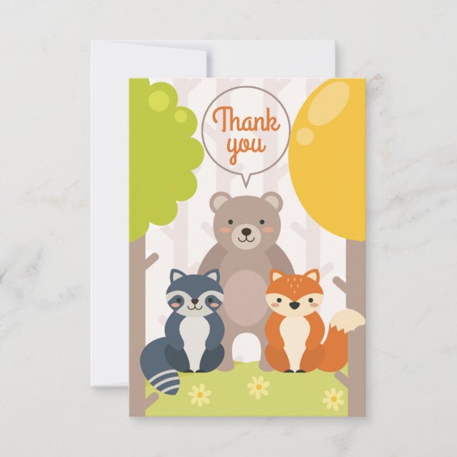 Woodland Friends Thank You Card (Front)
