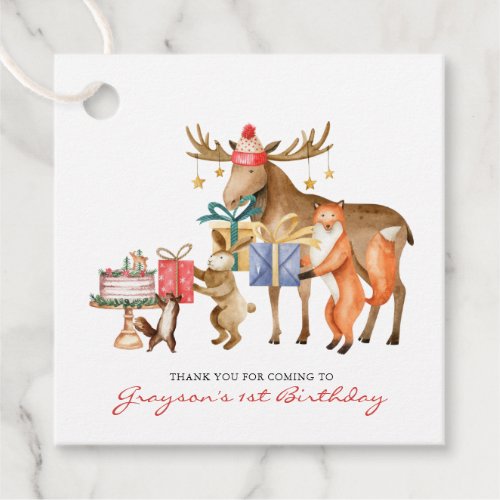 Woodland Friends Winter Birthday Party Thank You Favor Tags