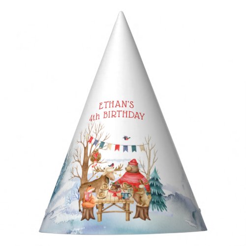 Woodland Friends  Winter Christmas Birthday Party Hat