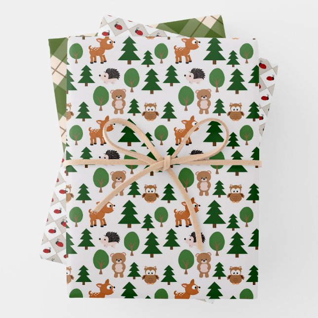 Woodland Friends Wrapping Paper Sheets (In situ)