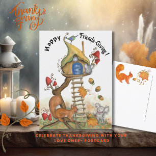 Woodland Friendsgiving - Entchanted Treehouse Postcard