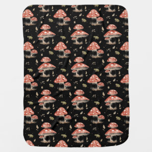 Woodland Frogs & Fly Agaric Mushrooms Watercolor Baby Blanket