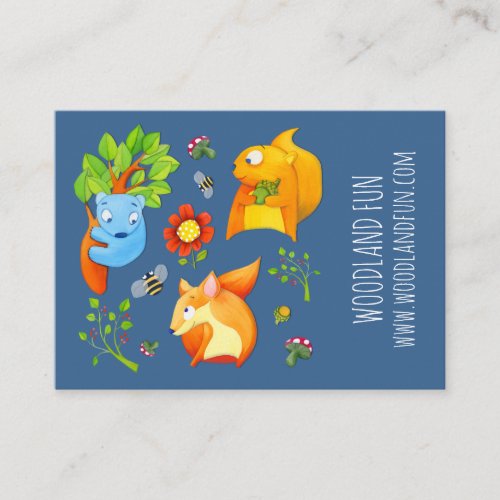 Woodland Fun blue Kids Party Planner Business Card