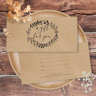 Woodland Garland Rustic Kraft Gift Certificate