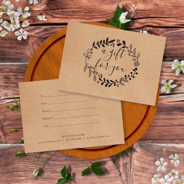 Woodland Garland Rustic Kraft Gift Certificate (Creator Uploaded)