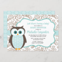 woodland gender neutral baby shower invitation owl
