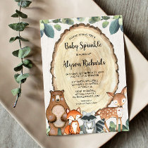 Woodland gender neutral greenery baby sprinkle invitation