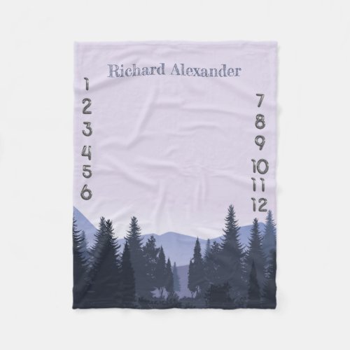 Woodland  Gender Neutral Months Milestone Baby  Fleece Blanket