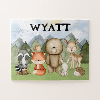Woodland Gift for Boys, Personalized Woodland Jigsaw Puzzle